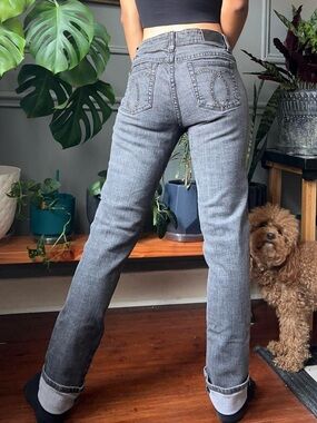 Jordache Gray Slim Straight-Leg Jeans with Studded Back Pockets